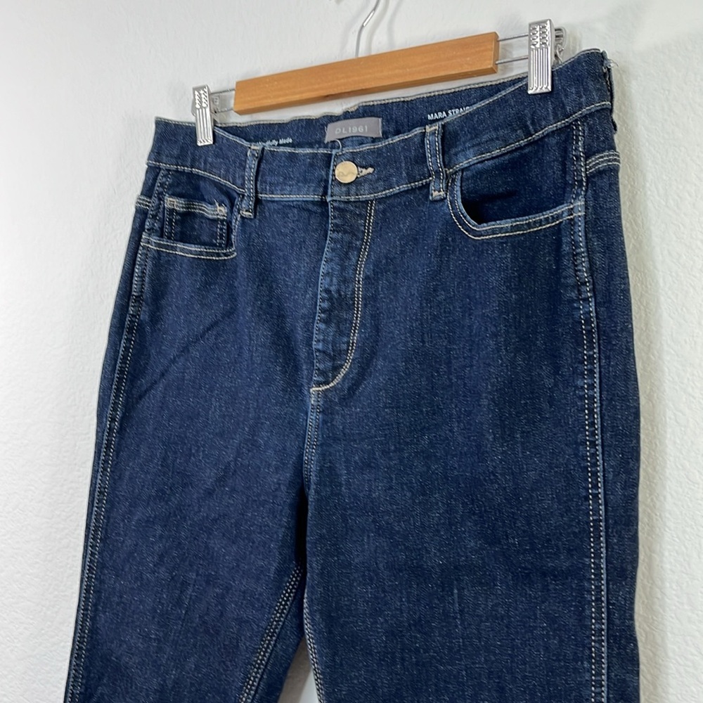DL1961 Mara Straight Ankle Jeans Synder size 32 Dark Indigo - Picture 3 of 12